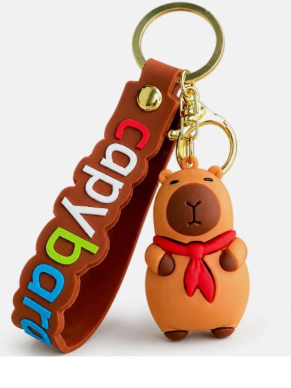 New Scout Capybara Red Key Fob 3D Charm Pendant Metal Clip Anime Bag KeyChain